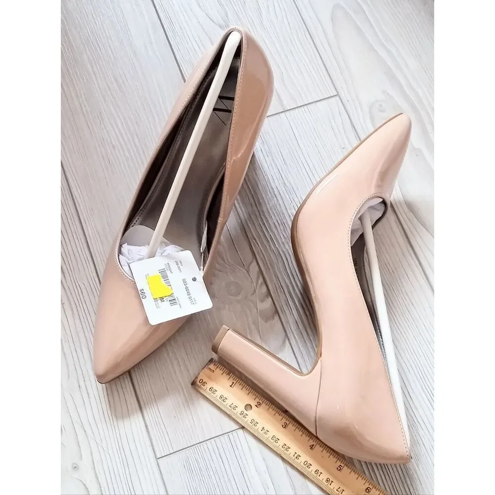 (ST1-6035) Women's Worthington Zool Pointed Toe Block Heel Pumps - Nougat Sz 11